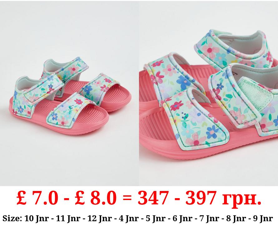 Pink Floral Strap Sandals