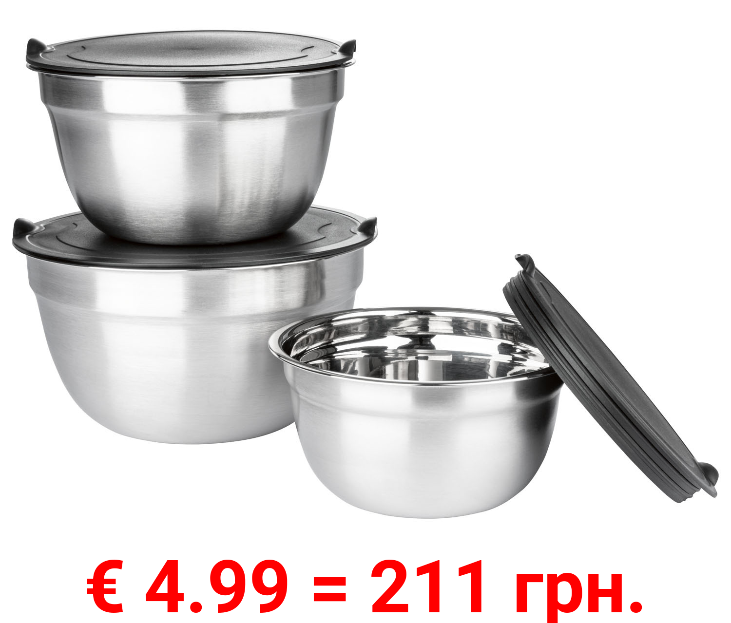 ERNESTO® Edelstahl-Schüsselsets, 3-teilig