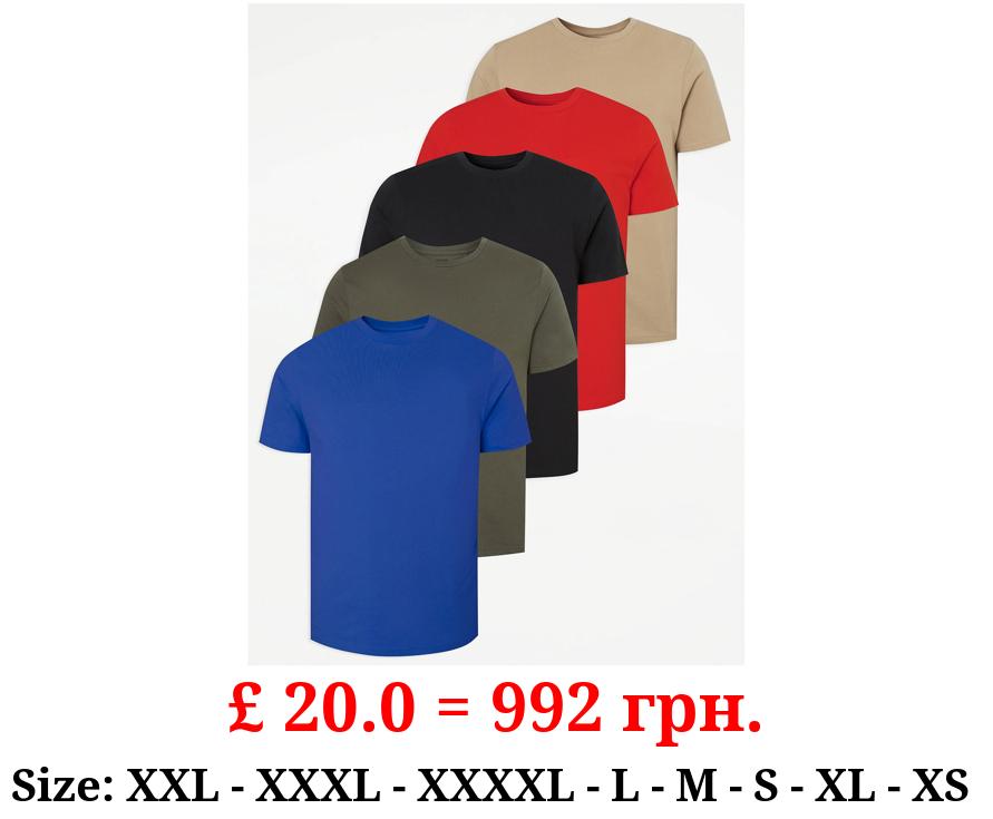 Assorted Crew Neck T-Shirts 5 Pack