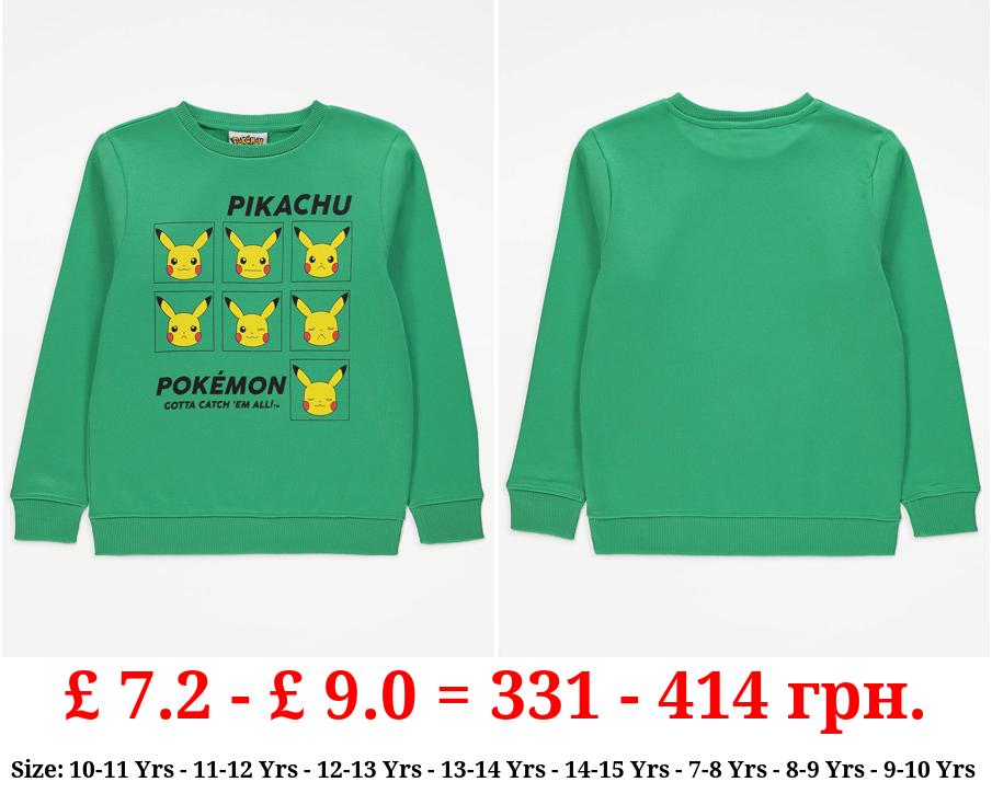 Pokémon Green Pikachu Graphic Print Sweatshirt