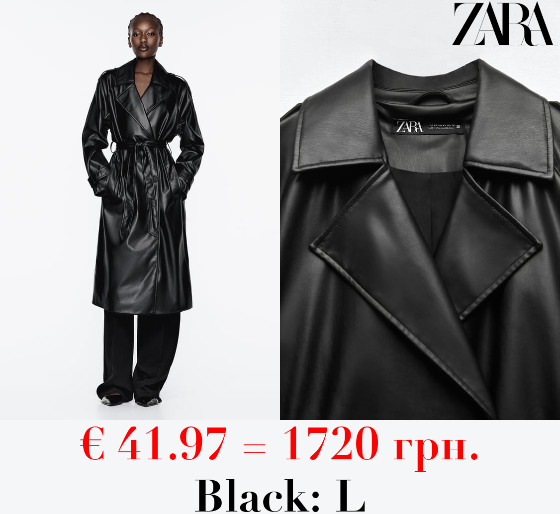 FAUX LEATHER TRENCH WITH BELT