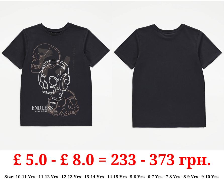 Black Skull Graphic T-Shirt