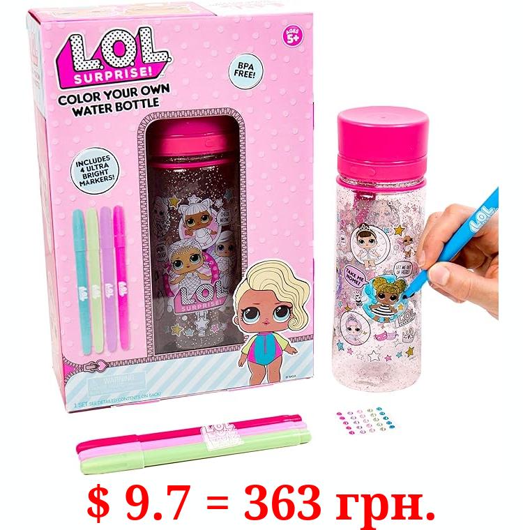 L.O.L. Surprise!Create Your Own Color Changing Water Bottle & Color Your Water Bottle,Great For Travel & Road Trips,Sports & School, Creative Gift Idea,Arts & Crafts Activity Kids Ages 6,7,8,9,10-Pink