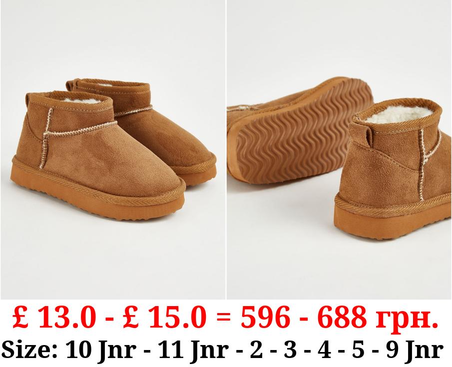 Tan Low Cut Snuggle Boots