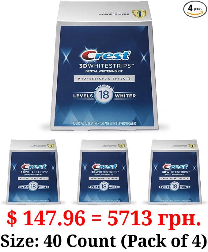 Crest 3D White Professional Effects Whitestrips Teeth Whitening Strips Kit (Pack of 4)