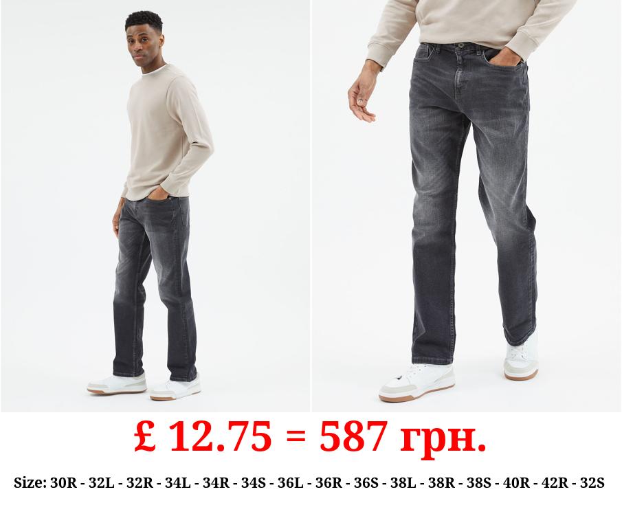 Black Wash Loose Fit Jeans With Stretch