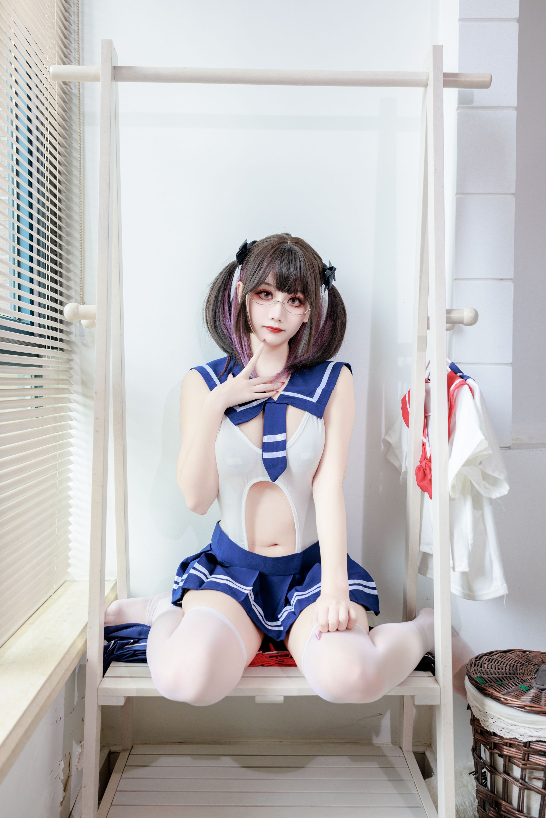 阿雪雪 连体水手服95P 16
