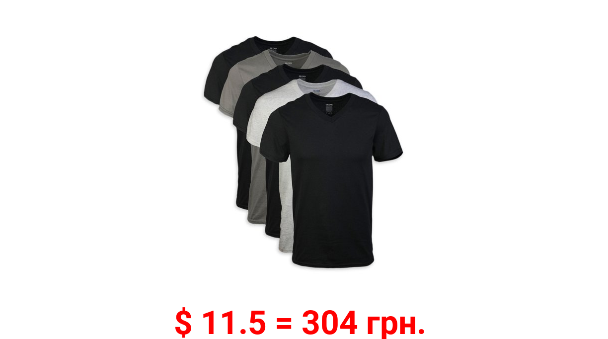 Gildan Adult Men's Short Sleeve V-Neck Assorted Color T-Shirt, 5-Pack, Sizes S-2XL