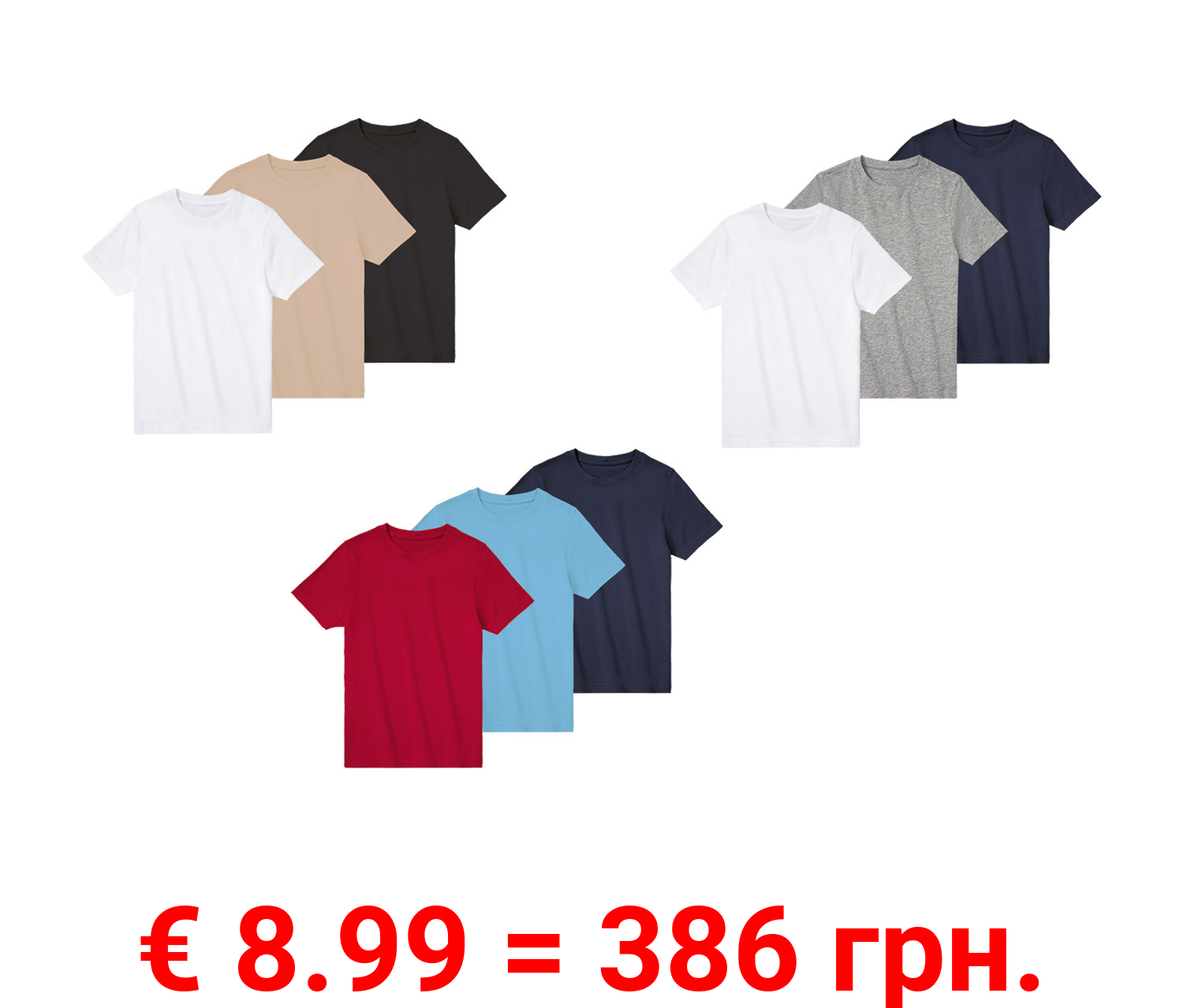 pepperts!® Kinder Jungen T-Shirts, 3 Stück, mit Rundhalsausschnitt