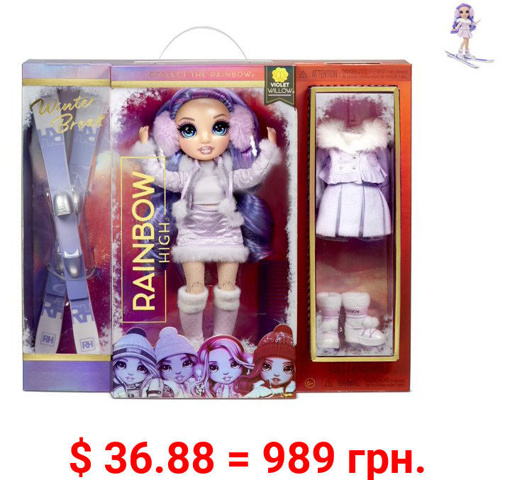 Rainbow High Winter Violet Willow – Purple Winter Break Fashion Doll and Playset with 2 complete doll outfits, Pair of Skis and Winter Doll Accessories, Great Gift for Kids 6-12 Years Old