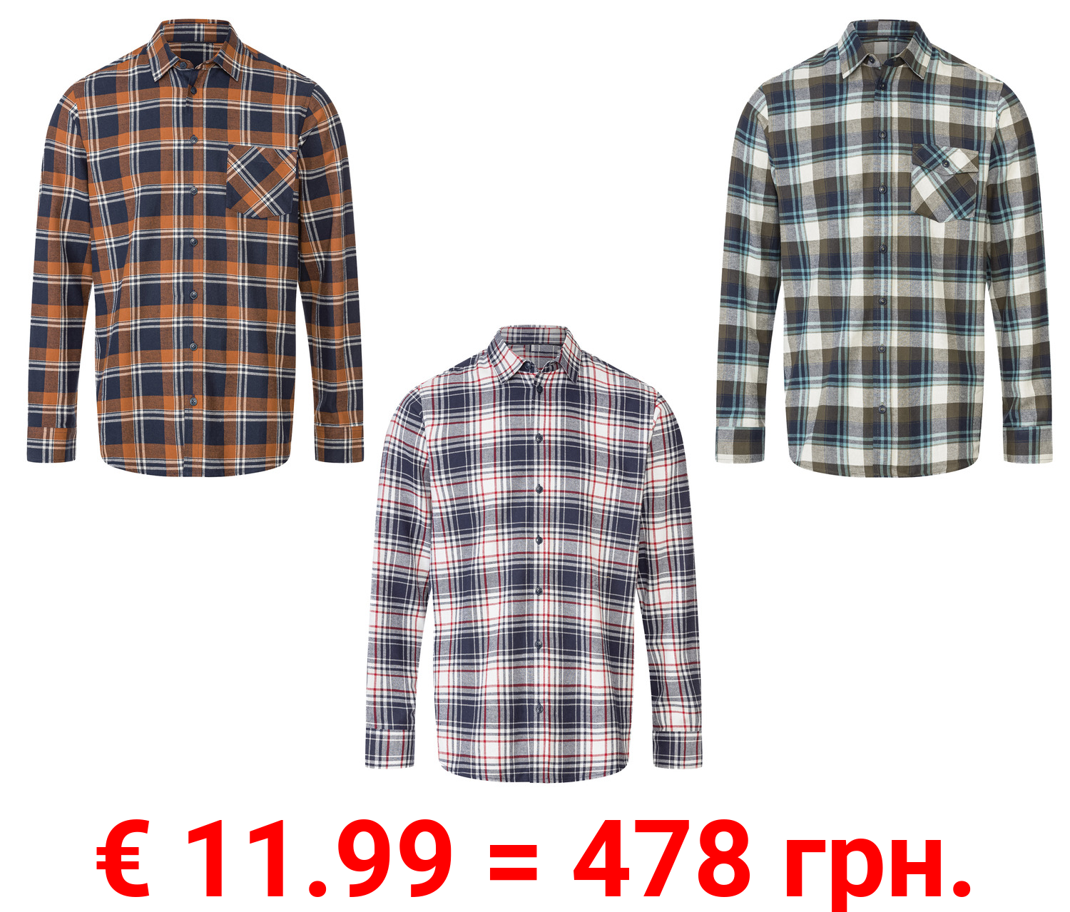 LIVERGY® Herren Flanellhemd aus reiner Baumwolle