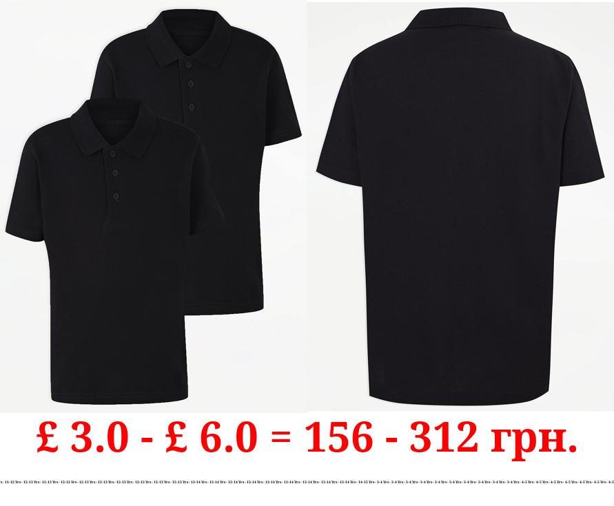 Black Short Sleeve School Polo Shirts 2 Pack