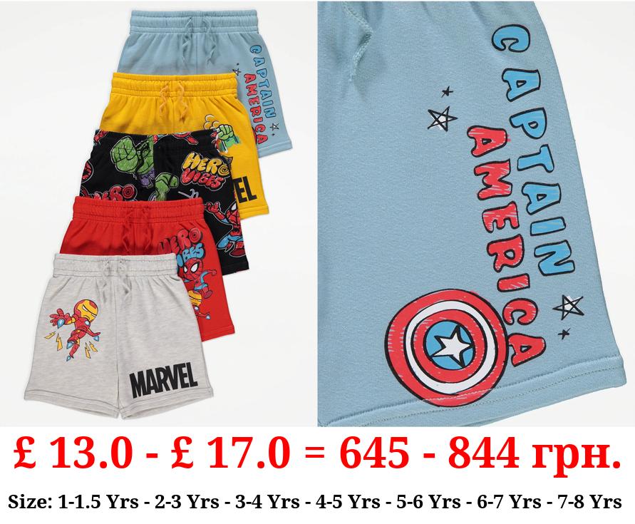 Marvel Superhero Jersey Shorts 5 Pack