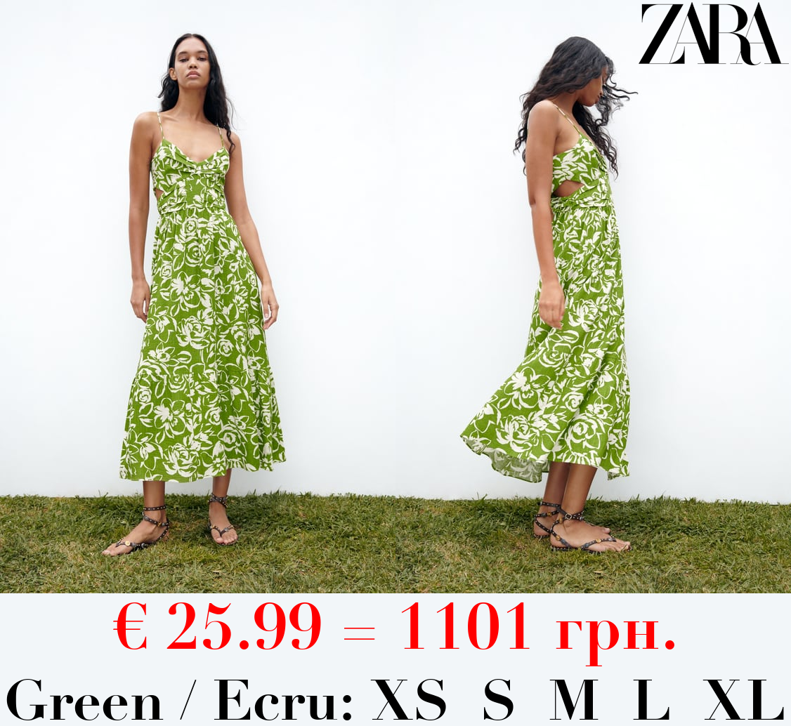 PRINTED MIDI DRESS WITH CUT-OUT DETAIL