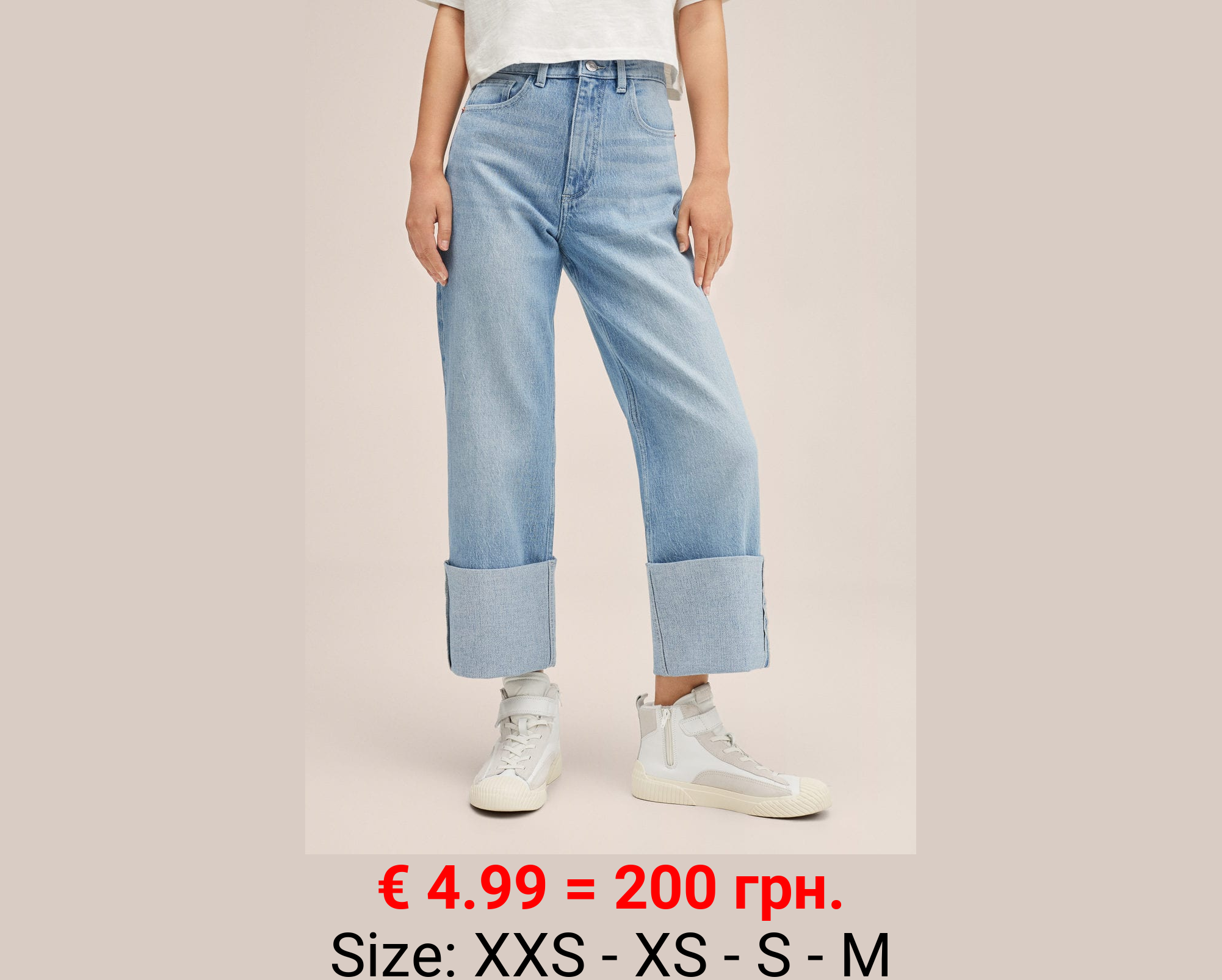 Jeans rectos bajo vuelto