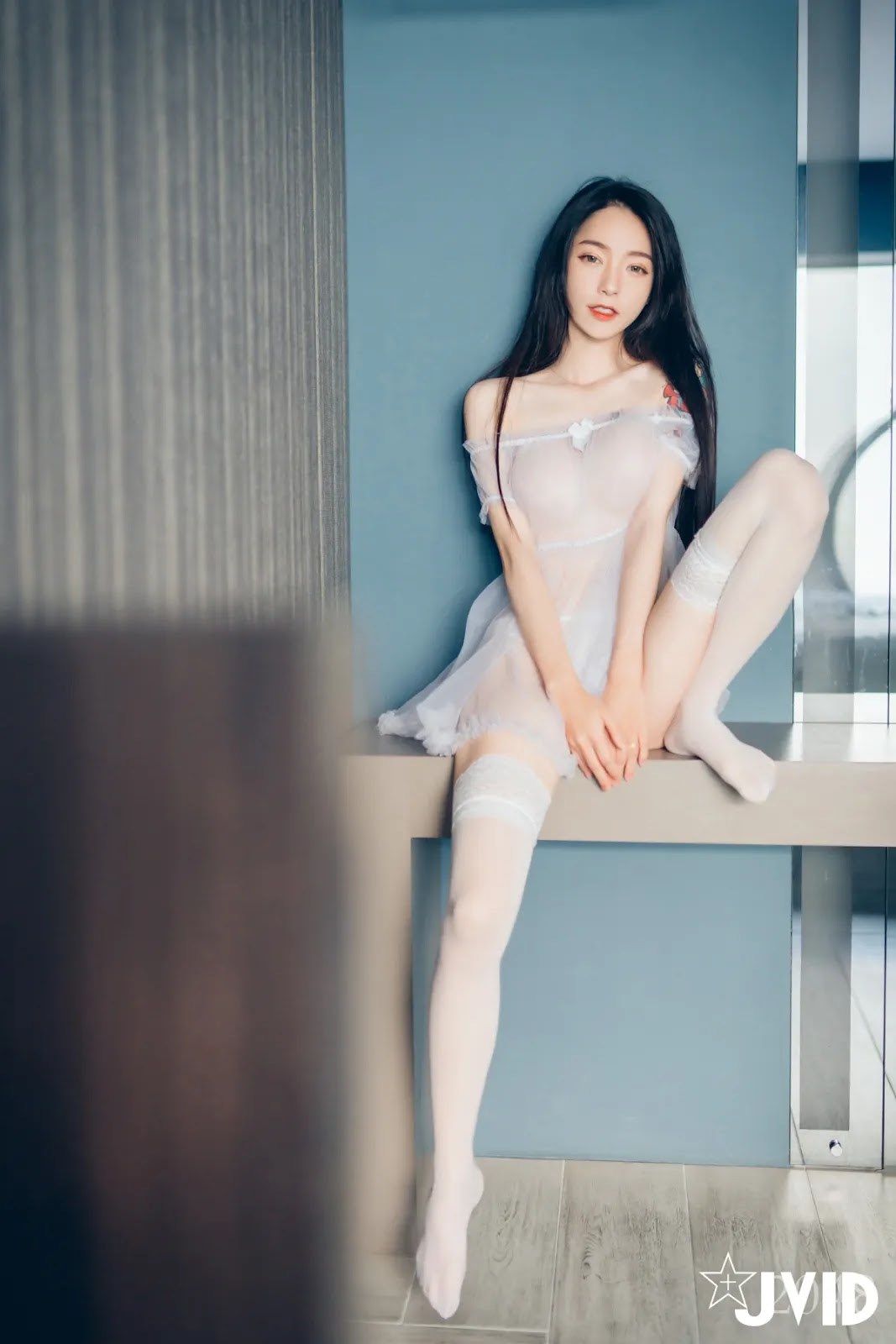 JVID精品 韩国女神飄飄 黑 超猛激凸遮不住 白 透透睡衣 不管怎樣的飄飄都好正啊!! Vol.02 42