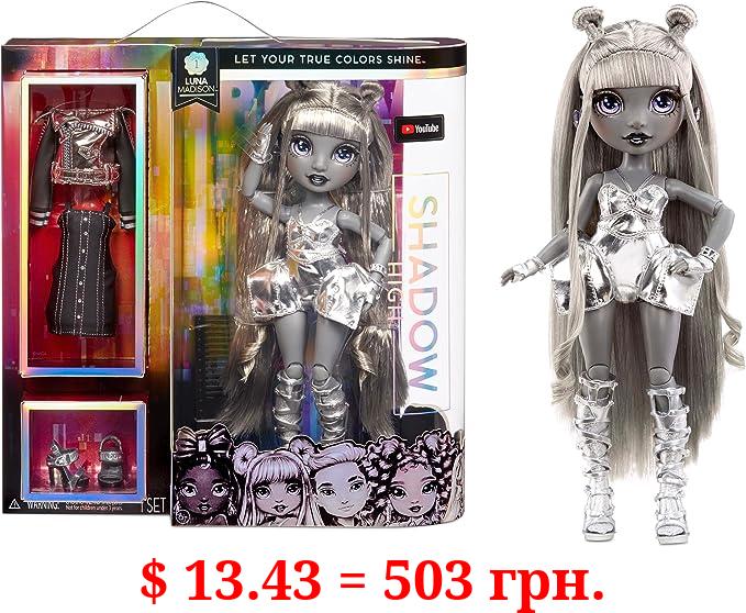 Rainbow High Shadow Series 1 Luna Madison- Grayscale Fashion Doll. 2 Metallic Grey Designer Outfits to Mix & Match, Great Gift for Kids 6-12 Years Old and Collectors