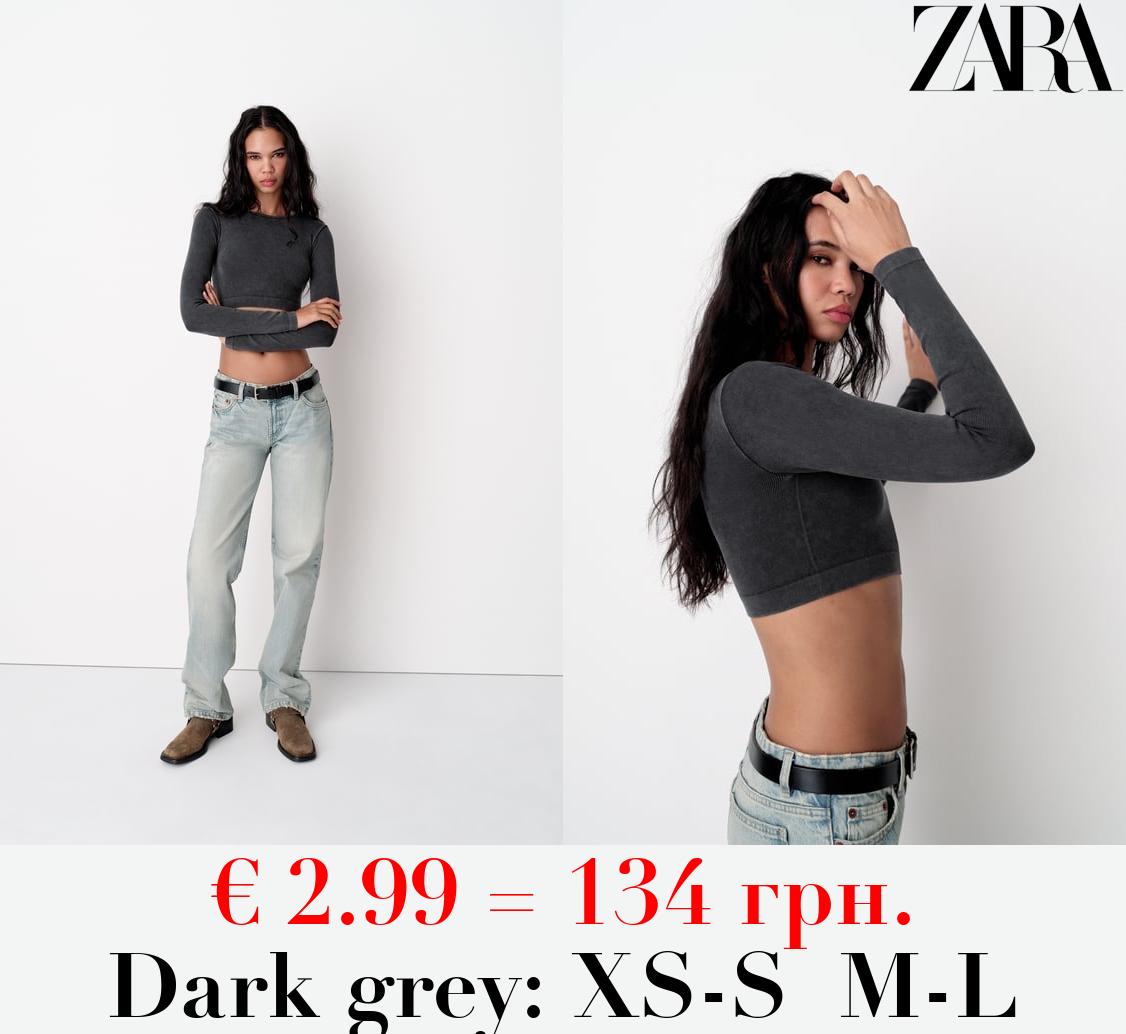 SEAMLESS RIBBED FADED CROP TOP