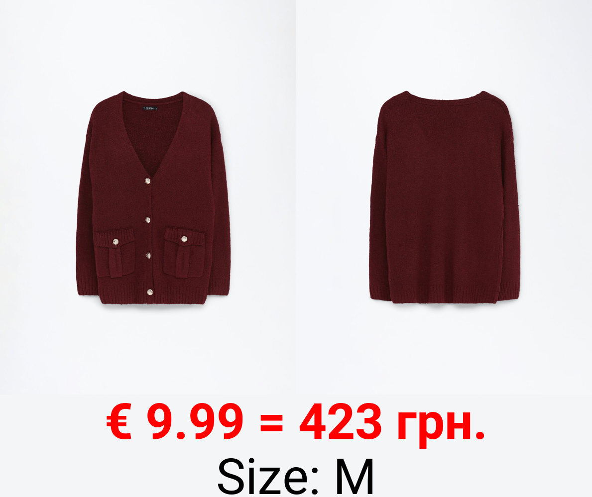 Cardigan with metal buttons