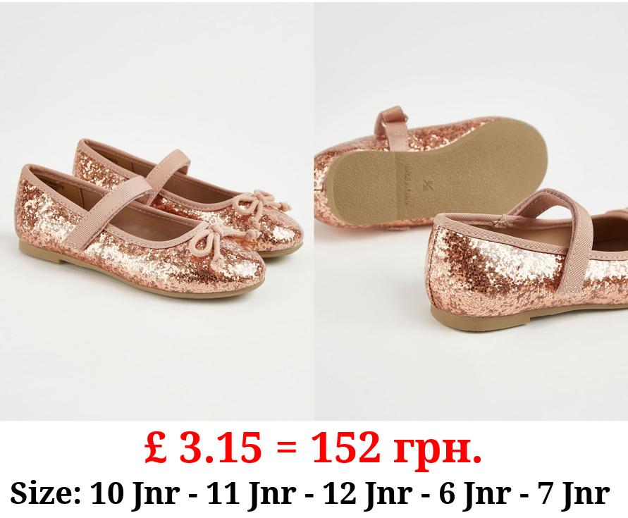 Pink Glitter Strap Ballet Pumps