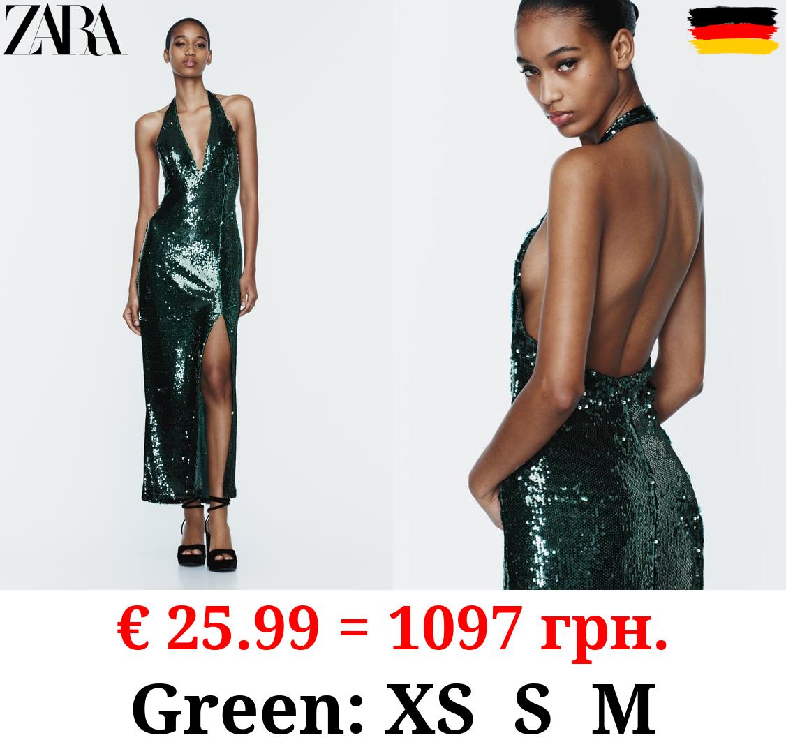 SEQUINNED HALTER NECK DRESS