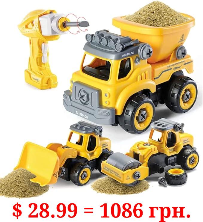 Construction Toys ︱Building Take Apart Toys with Electric Drill ︱Converts to Remote Control Car︱3 in 1 Take Apart Vehicles for Toddlers and Boys 3,4,5,6,7 Years Old ︱Truck Toys as