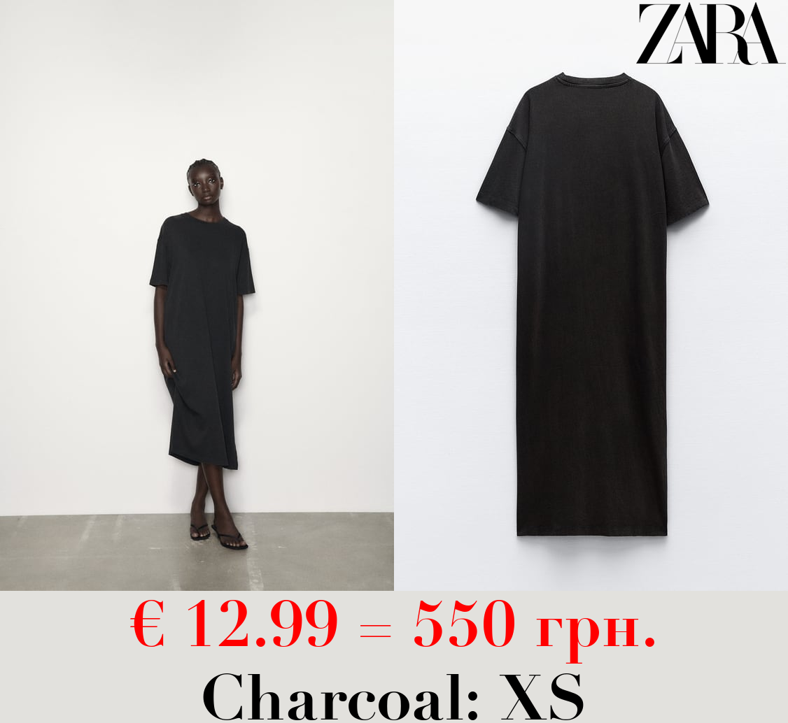 HEAVY COTTON T-SHIRT DRESS WITH SLITS