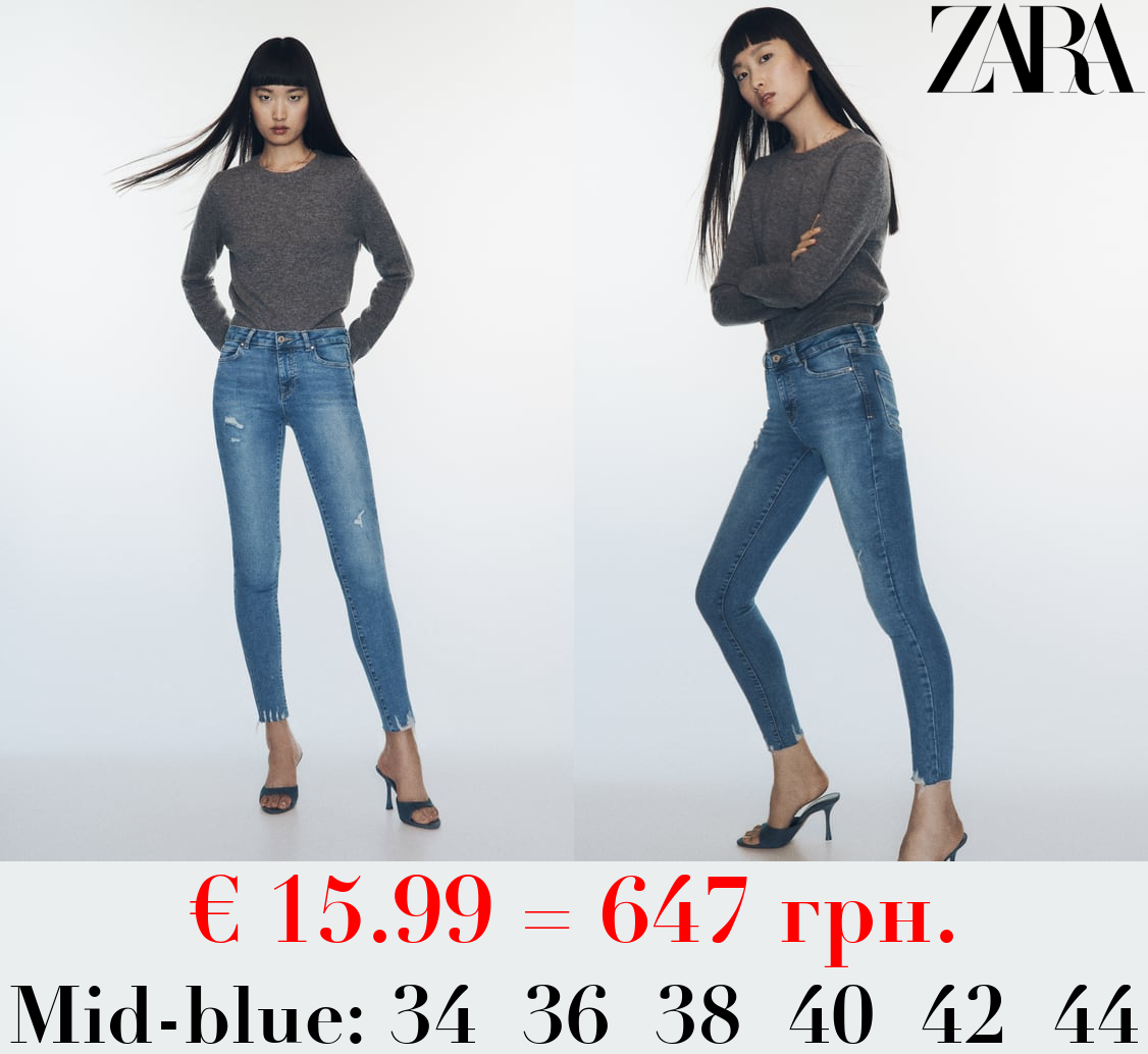 Z1975 SKINNY MID-RISE RIPPED JEANS