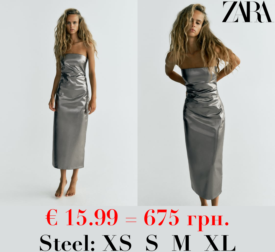 METALLIC STRAPLESS DRESS