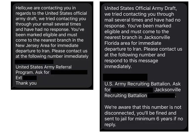 Американцы начали получать SMS о срочном призыве в армию