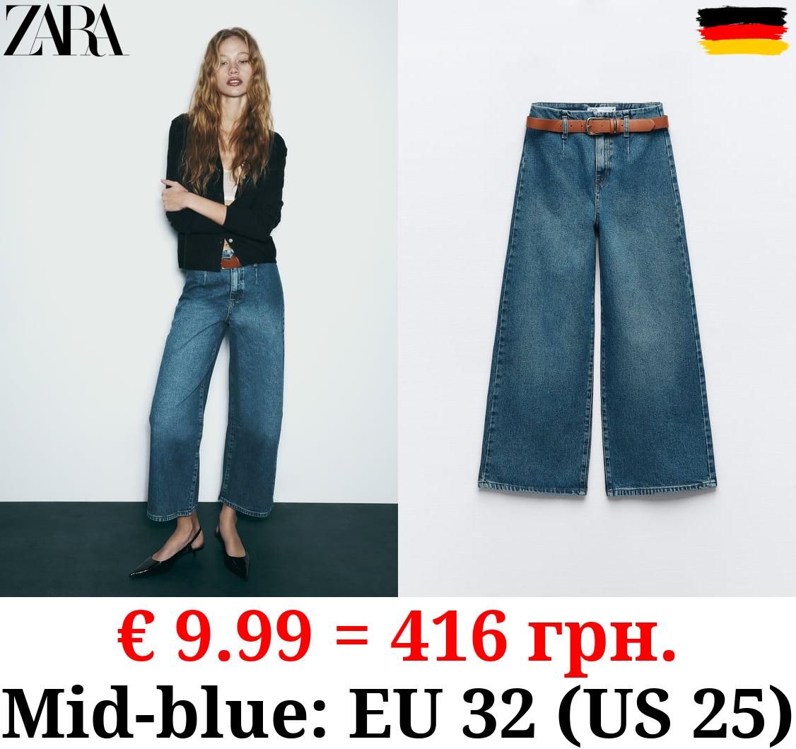 Z1975 WIDE-LEG CROPPED HIGH-WAIST BELTED JEANS
