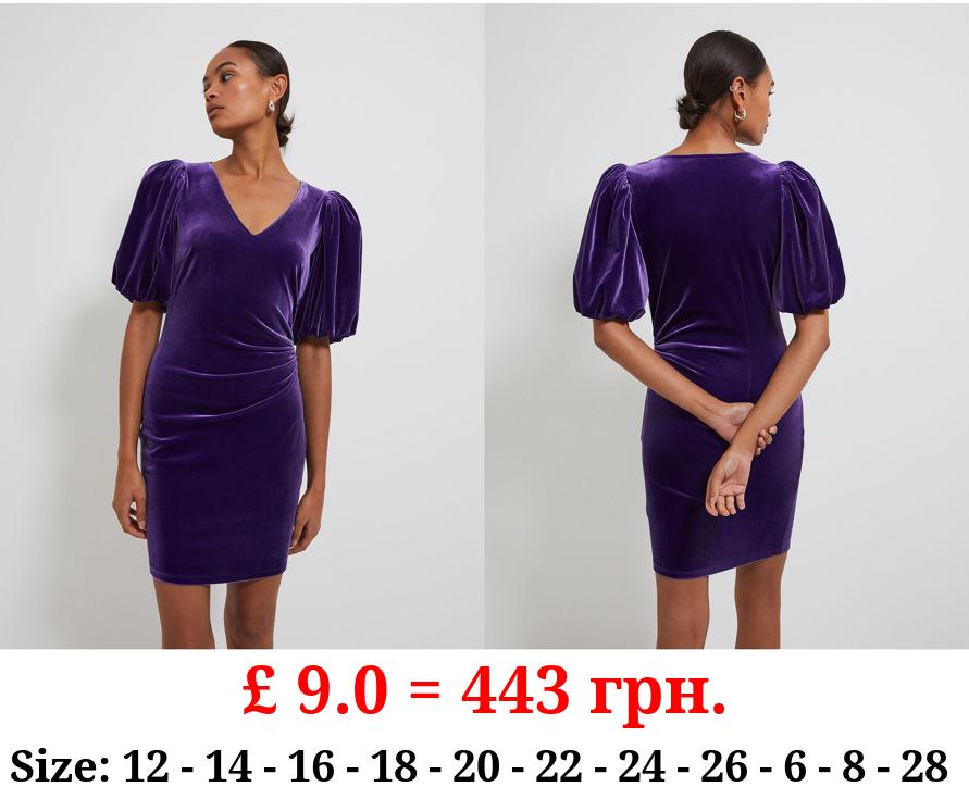 Purple Bodycon Velvet Mini Dress