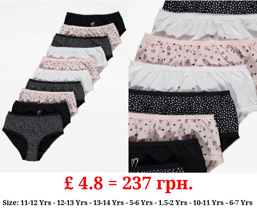 Heart Print Briefs 10 Pack