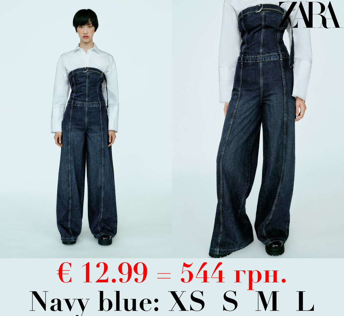 TRF STRAPLESS DENIM JUMPSUIT