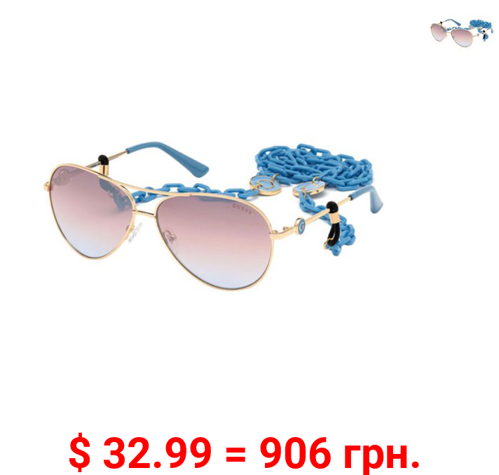 Guess Ladies Gold Tone Round Sunglasses GU7641 32W 60