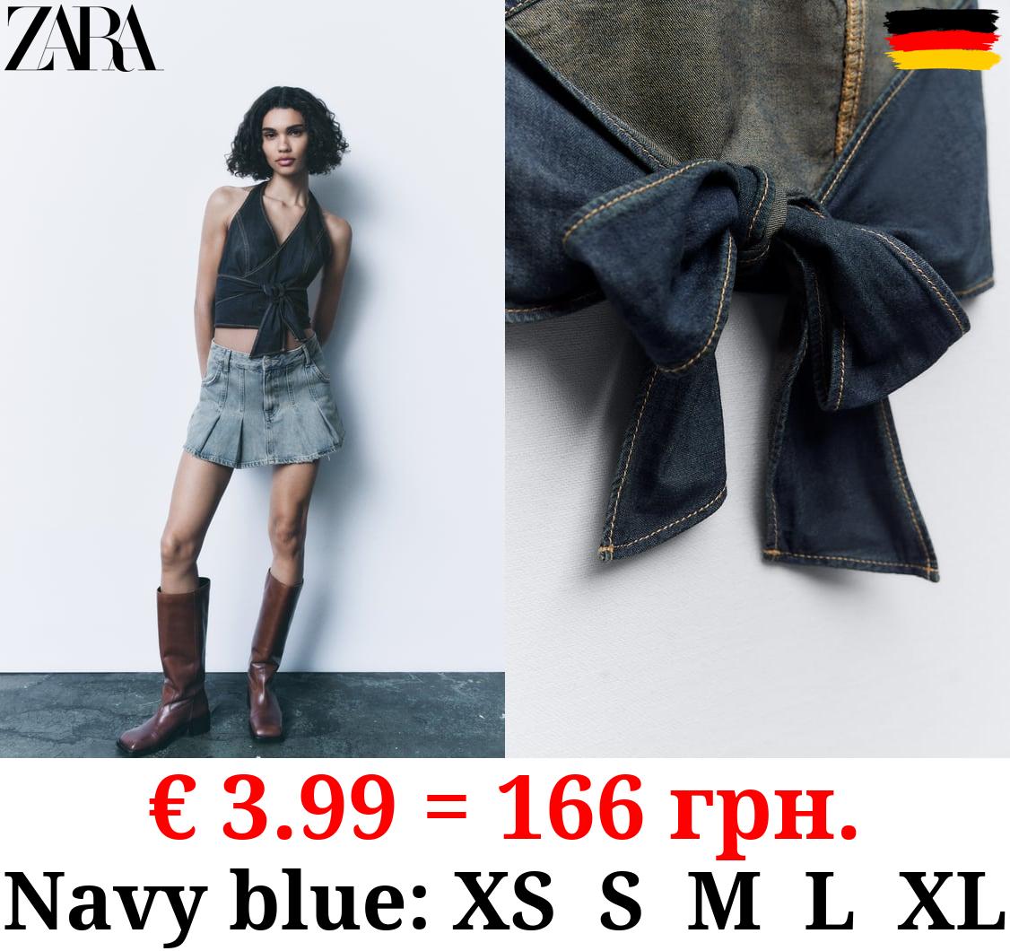 TRF DENIM SURPLICE TOP