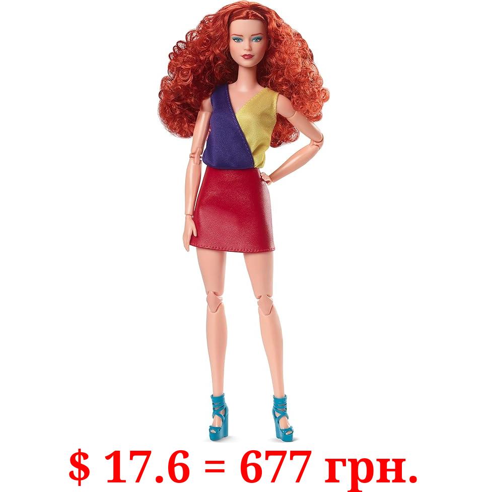 Barbie Looks Doll, Curly Red Hair, Color Block Outfit with Miniskirt, Style and Pose, Fashion Collectibles, Barbie Signature Looks