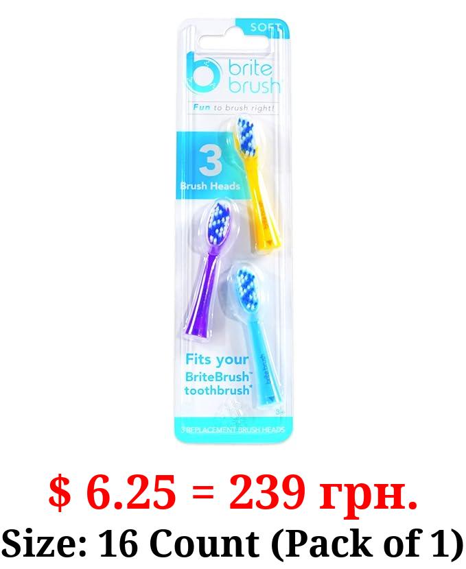 BriteBrush Brush Head Replacement 3-Pack - for BriteBrush Interactive Smart Kids Brushes - Fun to Play Twice a Day!, 3 Count (Pack of 1)