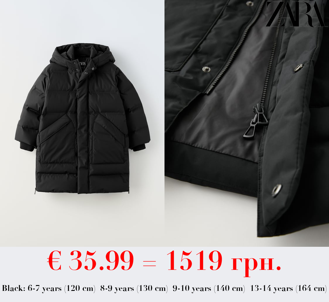 WATER-REPELLENT FEATHER AND DOWN PUFFER JACKET