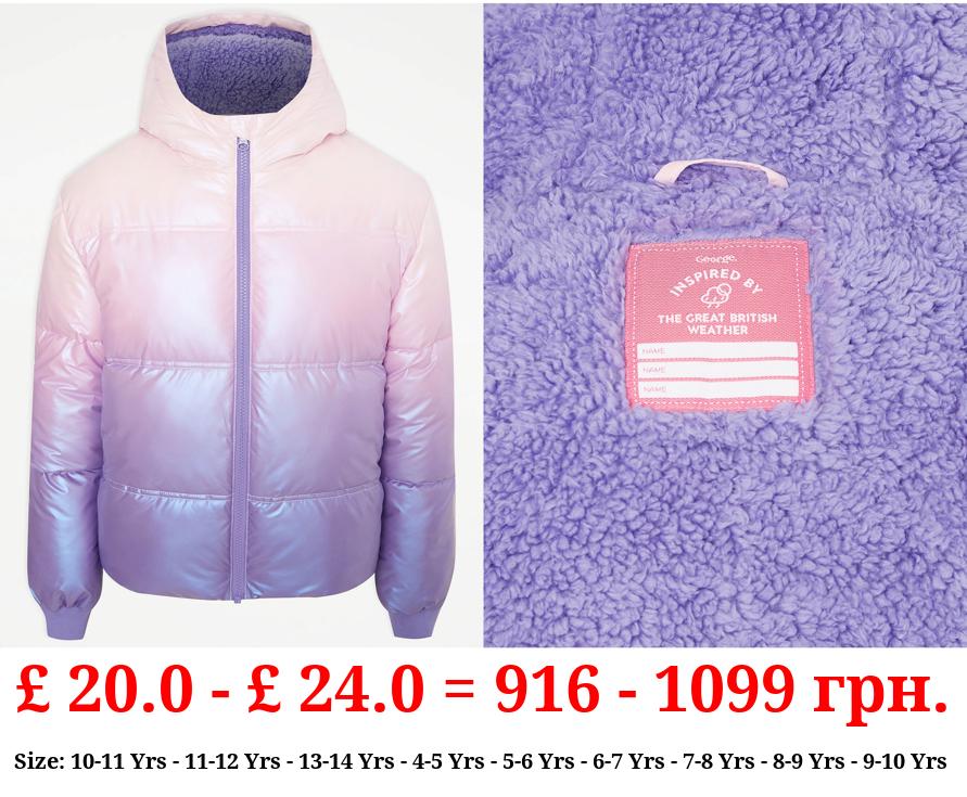 Lilac Ombre Padded Fleece Lined Coat