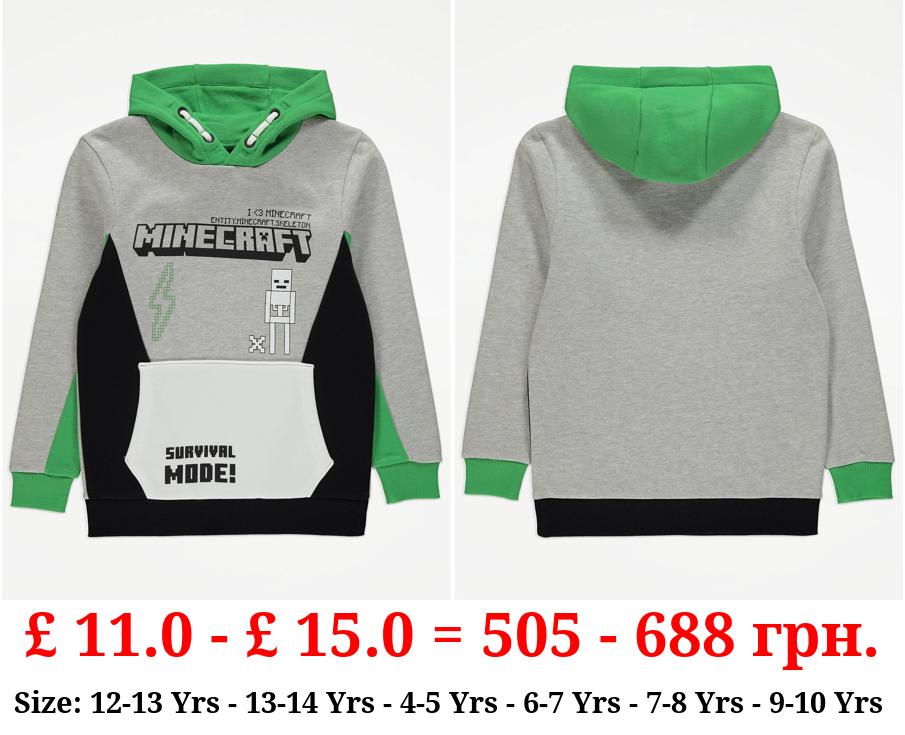 Minecraft Grey Colour Block Hoodie