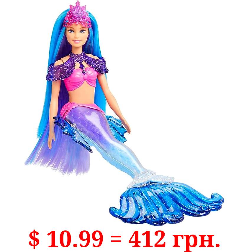 Barbie Mermaid Power Doll, "Malibu" with Seahorse Pet and Accessories, Mermaid Toys with Interchangeable Fins