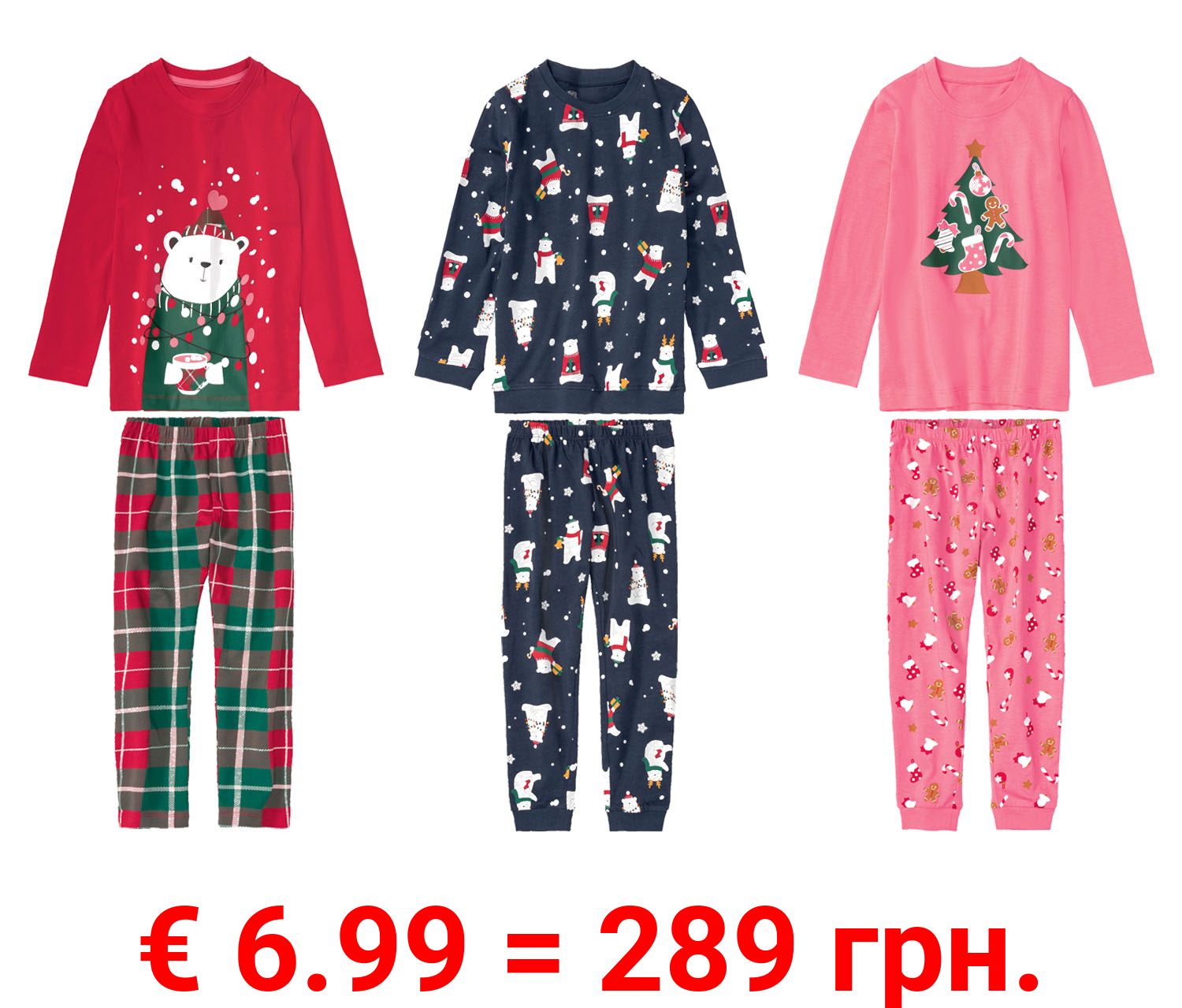 lupilu® Kleinkinder Mädchen Pyjama mit weihnachtlichen Motiven