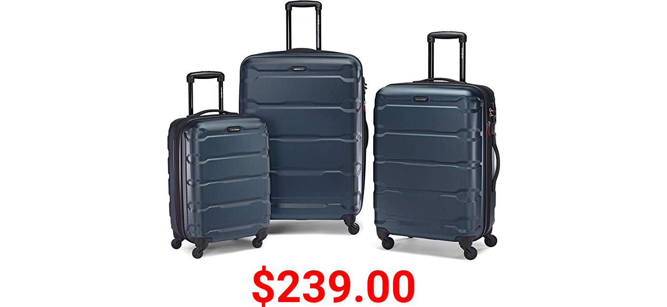 Samsonite Omni PC Hardside Expandable Luggage with Spinner Wheels, Teal, 3-Piece Set (20/24/28)