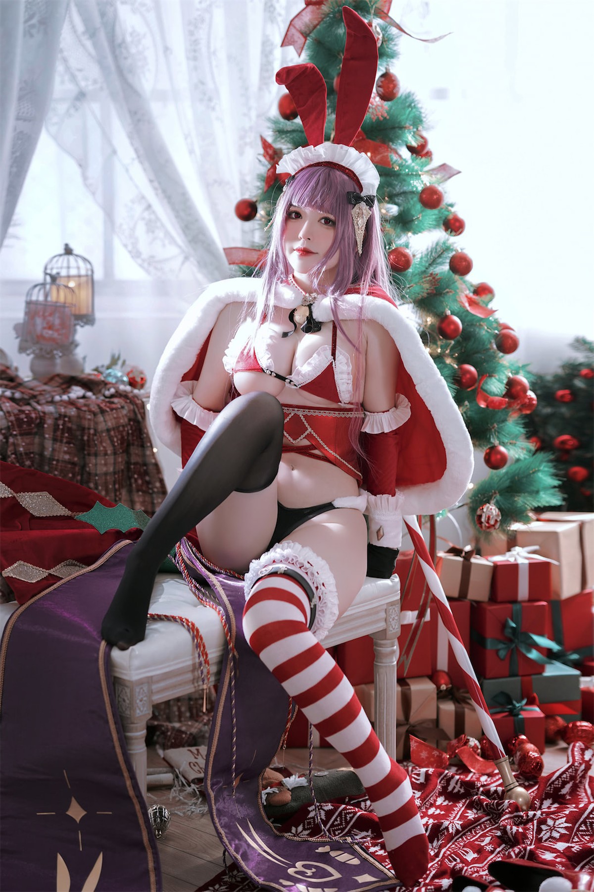 Cosplay 半半子 Christmas Bunny Aike 19