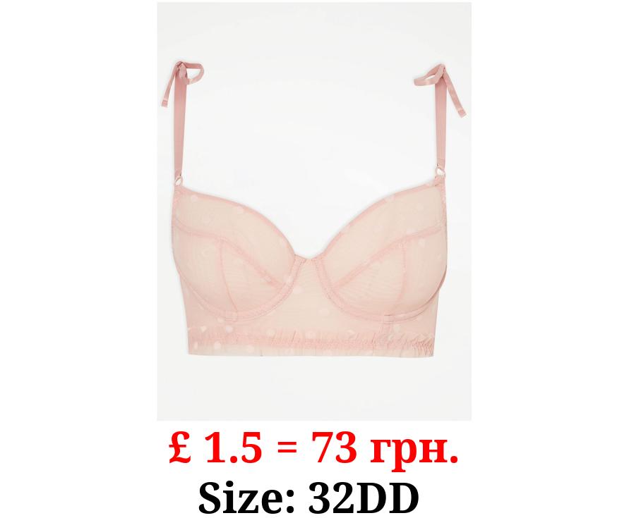 Peach Spotty Mesh Non Padded Bra