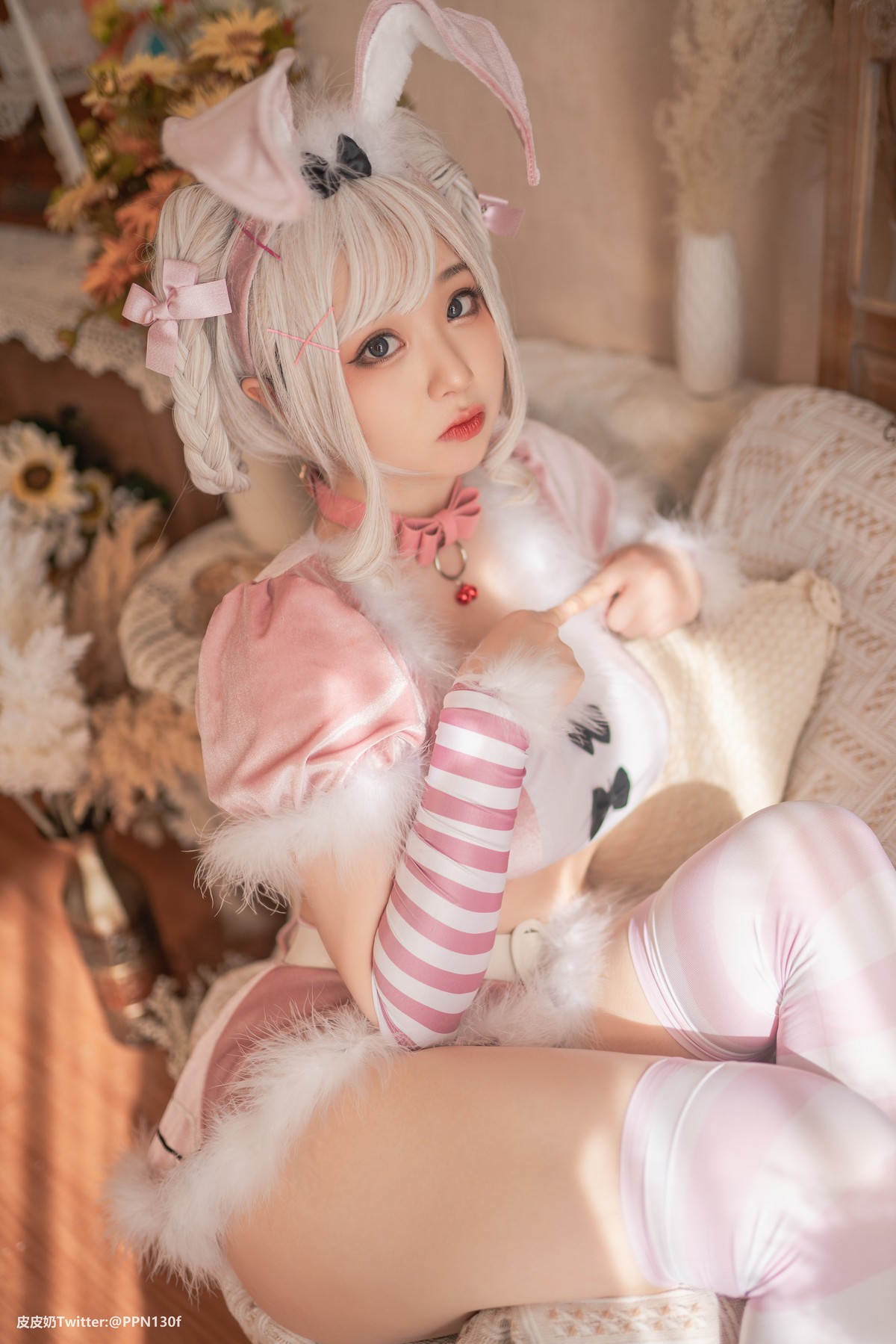 Cosplay 皮皮奶可可爱了啦 粉色兔兔 15