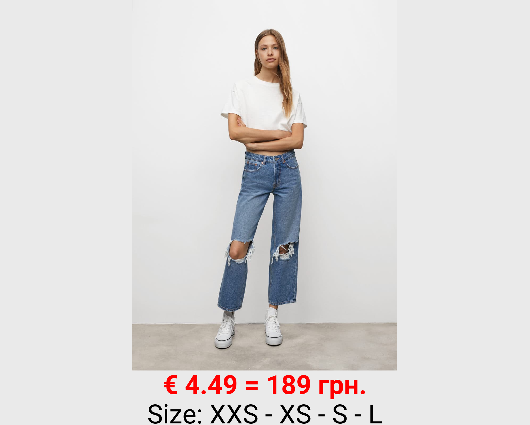 Jeans wideleg rotos decorativos