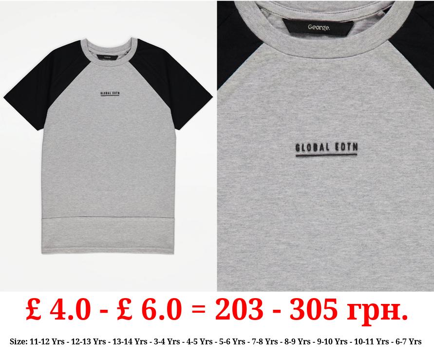Grey Colour Block Jersey T-Shirt