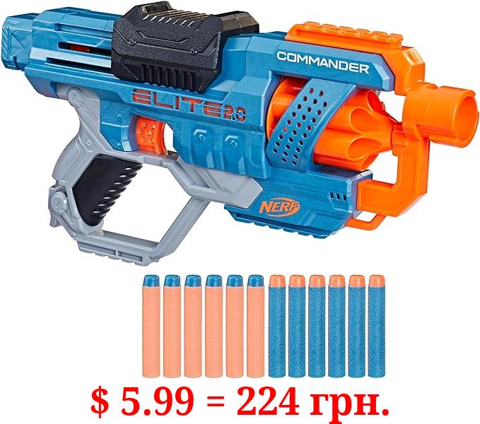 Nerf Elite 2.0 Commander RD-6 Dart Blaster, 12 Darts, 6-Dart Rotating Drum, Blasters, Kids Outdoor Toys for 8 Year Old Boys & Girls and Up